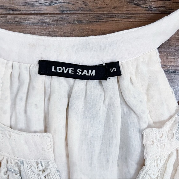 Love Sam • Lucy In The Sky dress midi embroidered eyelet tiered beaded cream - Picture 5 of 14